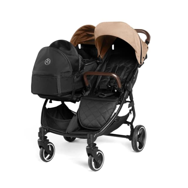 Ickle Bubba Venus Prime Double Stroller - Black /Biscuit /Tan 16-004-300-157