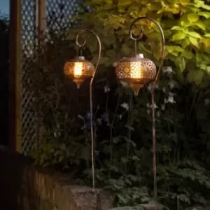 Smart Garden Osman Plastic Bronze Effect Solar-Powered Outdoor LED Lantern, Pack Of 2
