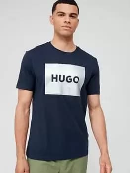 HUGO Dulive_g Metallic Logo T-Shirt - Dark Blue, Dark Blue Size M Men