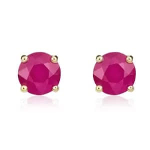 9ct Yellow Gold Ruby 5mm Round Claw Set Stud Earrings