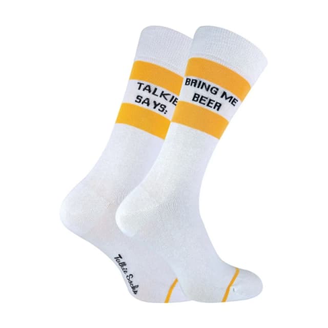 Sock Snob Sock Snob Men 1 Pack Cotton Novelty Bring Me Beer & Vodka Socks in Gold Size: 6-9 Gold 6-9 Male 5060597076371