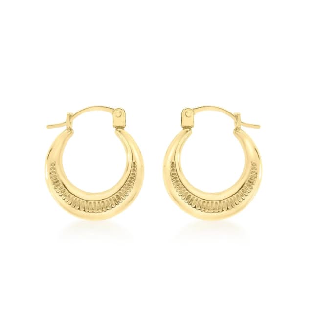 Be You 9ct Gold Mini Ribbed Hoops Gold female One Size