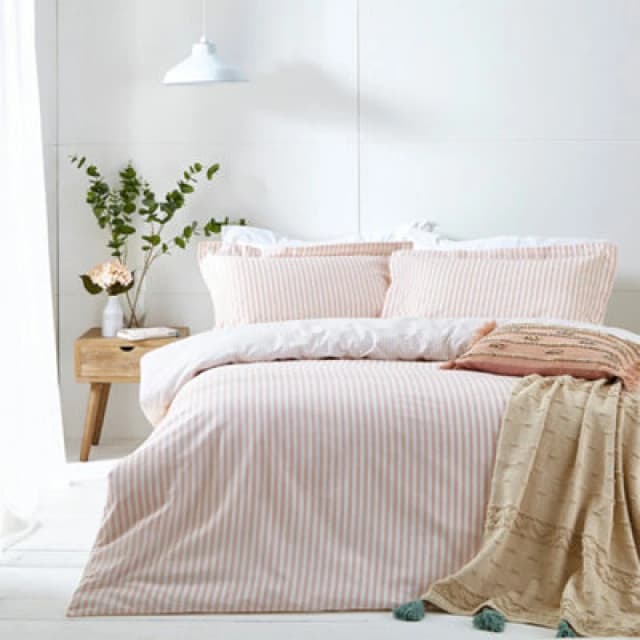 The Linen Yard Hebden Blush 100% Cotton Duvet Cover & Pillowcase Set Blush