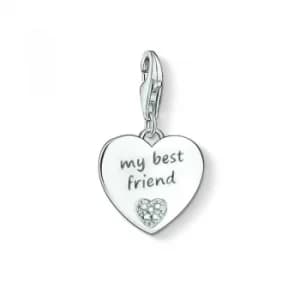 Ladies Thomas Sabo Sterling Silver Charm Club Anniversary My Best Friend Diamond Charm Pendant
