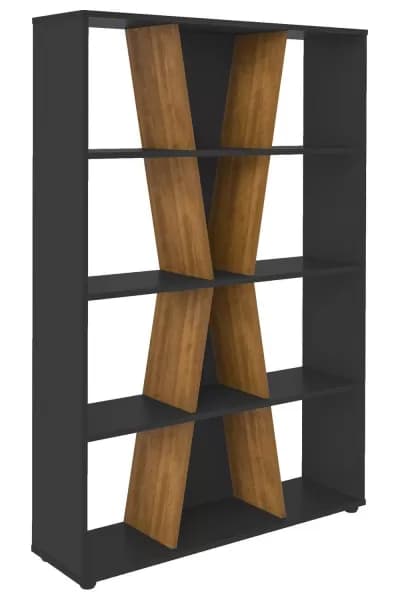 Seconique Naples Medium Bookcase - Black/Pine Effect