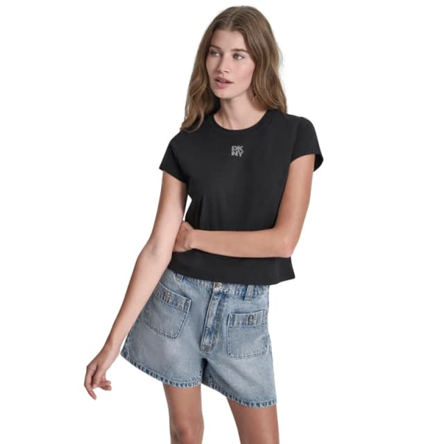 DKNY Dmt Baby Tee Ld62 Black/Silver female 8 (XS)