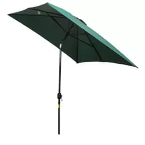 Outsunny 3x2M Patio Umbrella Canopy Tilt Crank Sun Shade Garden Green