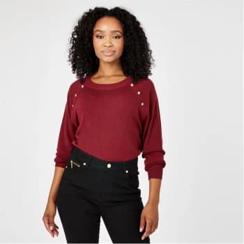Biba BIBA Branded Button Jumper - Berry