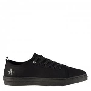 Original Penguin Faze Canvas Low Trainers - Black Mono