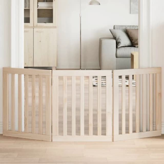 vidaXL Dog Gate Foldable 3 Panels 150cm Poplar Wood, Brown 352236