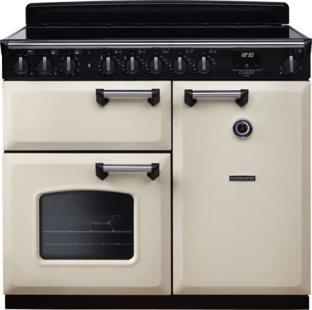 Rangemaster CLDL100EIPPCR/CM1 Classic Deluxe 100cm Induction Range Cooker Chrome Trim 14677 - Pale CREAM CLDL100EIPPCR/CM1