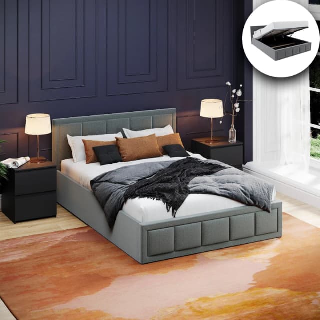 Lassic Vida Designs Vanita Double Ottoman Fabric Bed UKFR Light Grey unisex Double