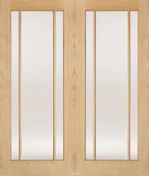 LPD Lincoln Unfinished Oak Glazed Internal Door Pair - 1981mm x 1066mm (78 inch x 42 inch)