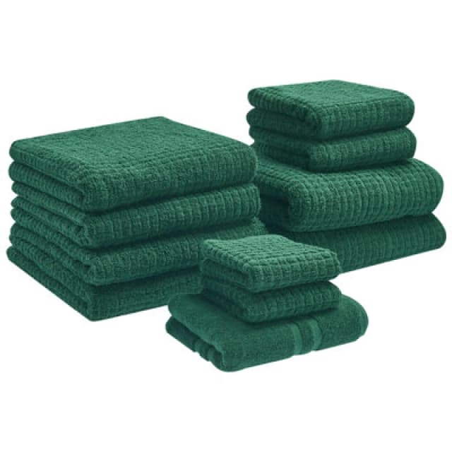 Beliani Set Of 11 Towels Atai Cotton Green