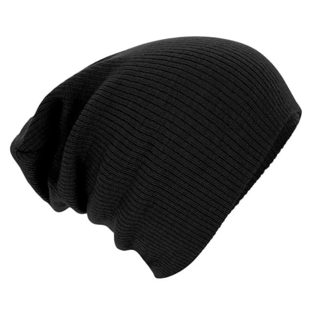 Beechfield Beechfield Slouch Winter Beanie Hat in Black One Size Unisex 5055747801347