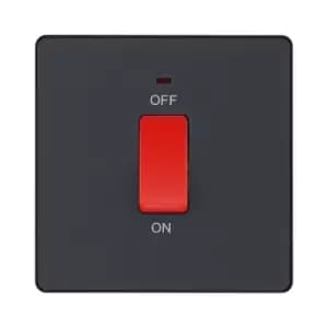 BG Evolve Matt Grey 45A Square Switch Double Pole With LED Power Indicator - PCDMG74B