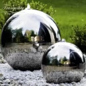 Tranquility Water Features - 100cms Stainless Steel Sphere Solar Powered Water Feature