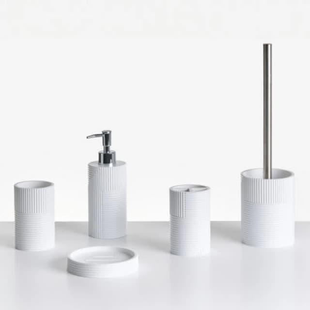 Beliani 5 Piece Bathroom Accessories Set Sepahua White