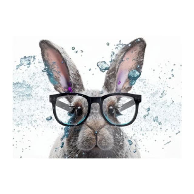 Warren Reed Designer Rabbit With Glasses Splashart Glass Chopping Board