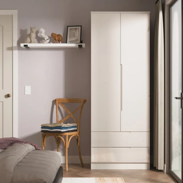 Ready Assembled 2 U Lucca 2 Door 2 Drawer Wardrobe (Ready Assembled) in Taupe Unisex