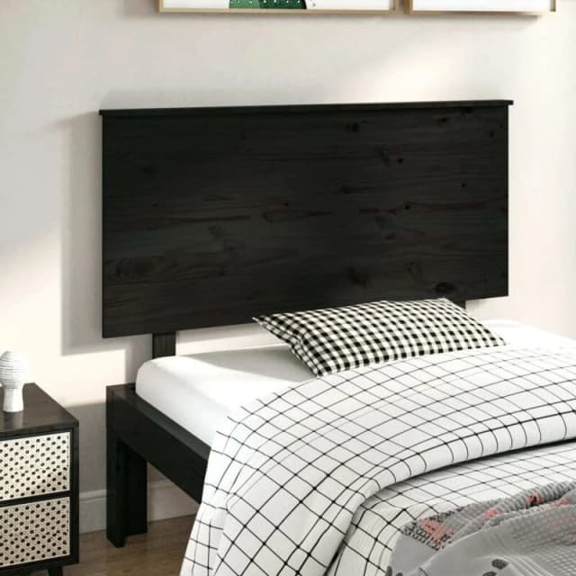 Vidaxl Bed Headboard Black 124X6X82.5cm Solid Wood Pine, Black 819164