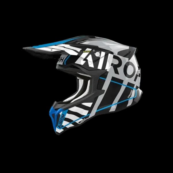 Airoh Strycker Brave Blue Grey Offroad Helmet Size XL