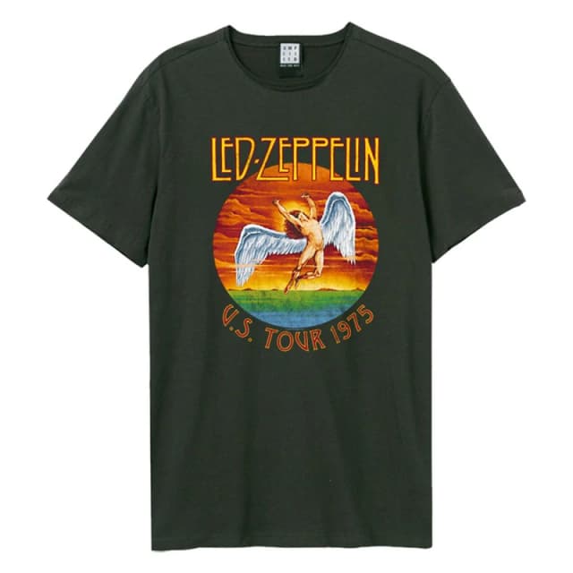Amplified Amplified Men US Tour 1975 LED Zeppelin T-Shirt in Charcoal Size: Small Charcoal S Male 5063470493142