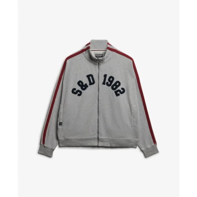 Superdry Womens zip-up track jacket with applique pattern Superdry Athletic Essentials Gris Female M