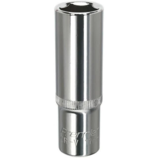 Loops 17mm Forged Steel DEEP Drive Socket - 1/2" Square Drive Polished Chrome Vanadium Metallics