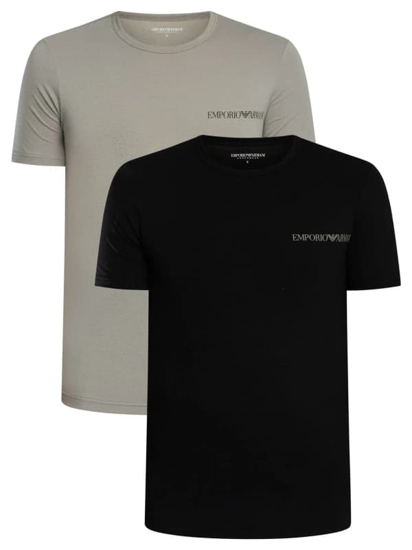 Emporio Armani 2 Pack Lounge Crew T-Shirt Black/Steel S