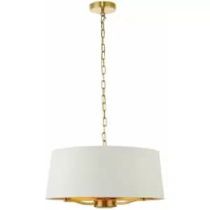 Loops - Ceiling Pendant Light Satin Brass & Vintage White Fabric 3 x 40W E14 e10194