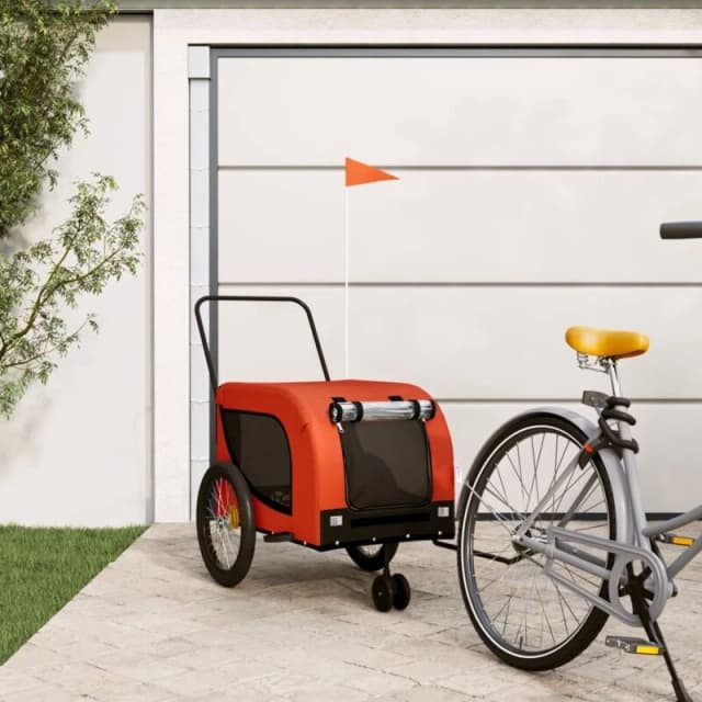 vidaXL Pet Bike Trailer Orange and Black Oxford Fabric and Iron, Orange 94026