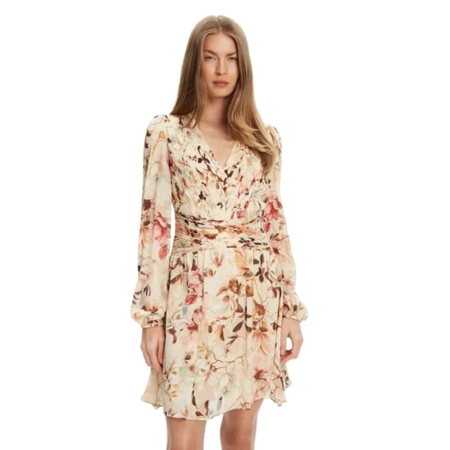 Guess Pleated long sleeve dress For Her Guess Romina Beige Female S