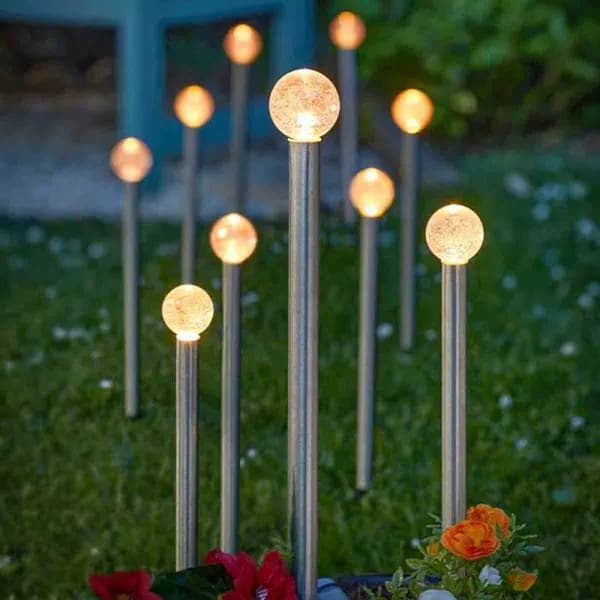 Smart Solar Glowball Stake Lights - Set Of 10