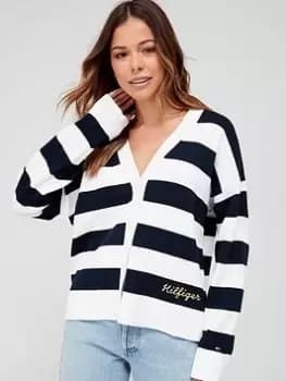 Tommy Hilfiger Lighthouse Boxy V-Neck Cardigan - Blue Size M, Women