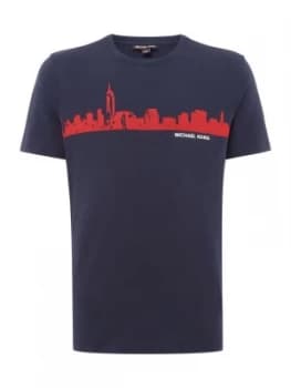 Mens Michael Kors City Scape T Shirt Blue