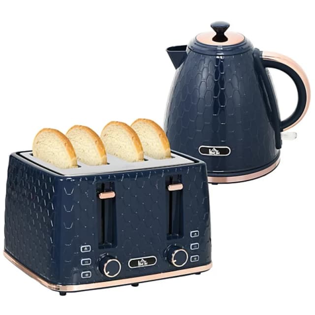 HOMCOM 800-180V70BU 1.7L Kettle & 4 Slice Toaster Set