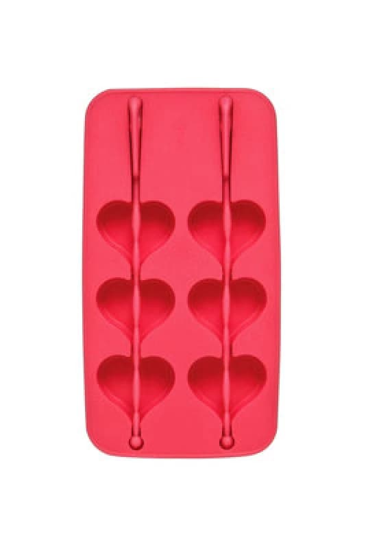 Premier Housewares Hearts Shaped Ice Cube Tray, Unique Ice Cube Tray, Thermoplastic Rubber Ice Freezing Tray Pink