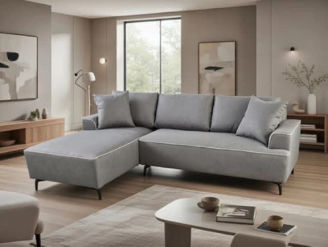 DS Living The Milano Edge 3 Seater Right Hand Corner Sofa In Grey Or Beige