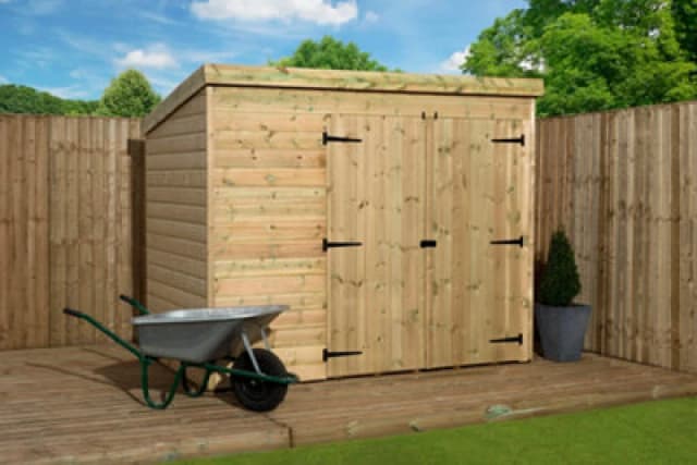Empire Sheds Empire 4000 Pent 7X3 Pressure Treated Tongue And Groove Wooden Garden Shed Double Door Right (7' X 3' / 7ft X 3ft) (7X3)