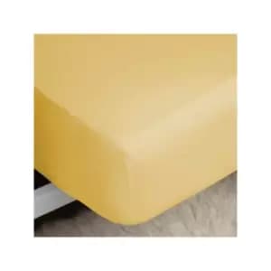 Belledorm Easycare Polycotton Percale 200 Thread Count 11" Deep Fitted Sheet, Saffron, Double
