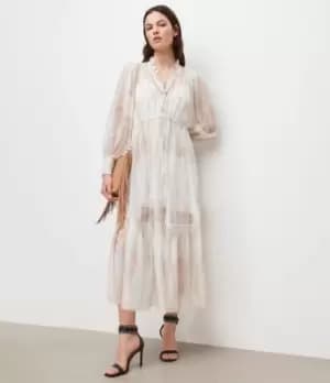 AllSaints Womens Nisha Koura Maxi Dress, White, Size: 10