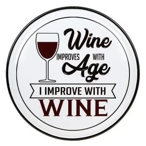 Vintage Enamel Plaque Round Wine