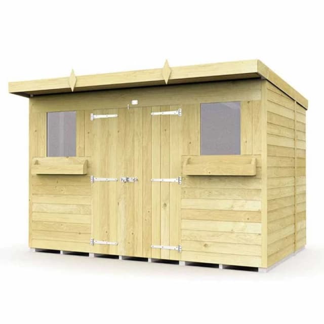Buttercup Farm 10 x 6 Feet Pent Summer Shed - Wood - L178 x W302 x H201cm in Brown Brown Unisex
