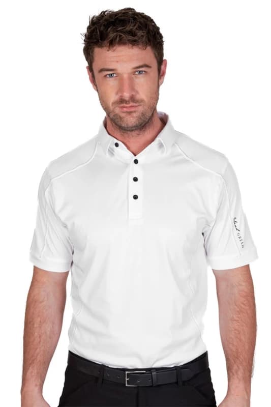 Island Green Top Stitch Golf Polo Shirt White