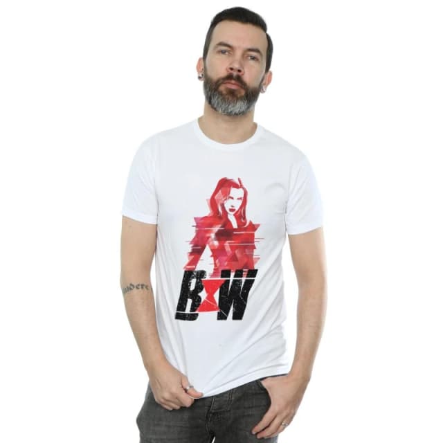 Marvel Marvel Men Black Widow Movie Logo Artwork T-Shirt in White Size: Small White S Male 5059400883848