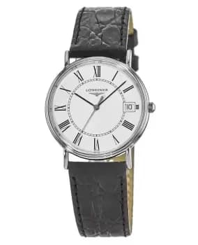 Longines Presence White Dial Black Leather Unisex Watch L4.819.4.11.2 L4.819.4.11.2