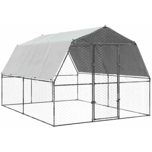 VIDAXL Vidaxl - Chicken Cage with Roof and Door Silver Galvanised Steel 8721102797934