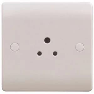 ESR Sline 2A White Round Pin 1G Single 230V Unswitched Electric Wall Socket