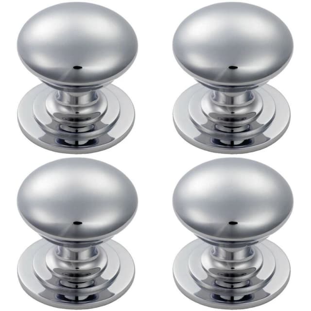Loops 4x Victorian Round Cupboard Door Knob 32mm Dia Polished Chrome Cabinet Handle Multi unisex